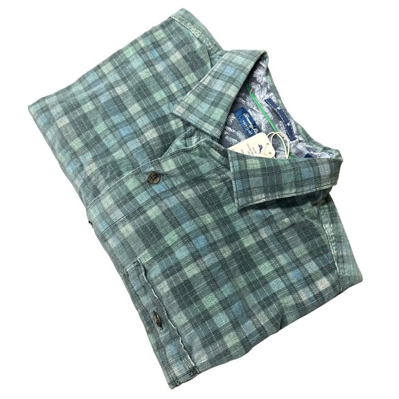 Tommy Bahama Coastline Cord Shirt Mens 1XLB Lagoon Check Deep Slate L/S NWT $158